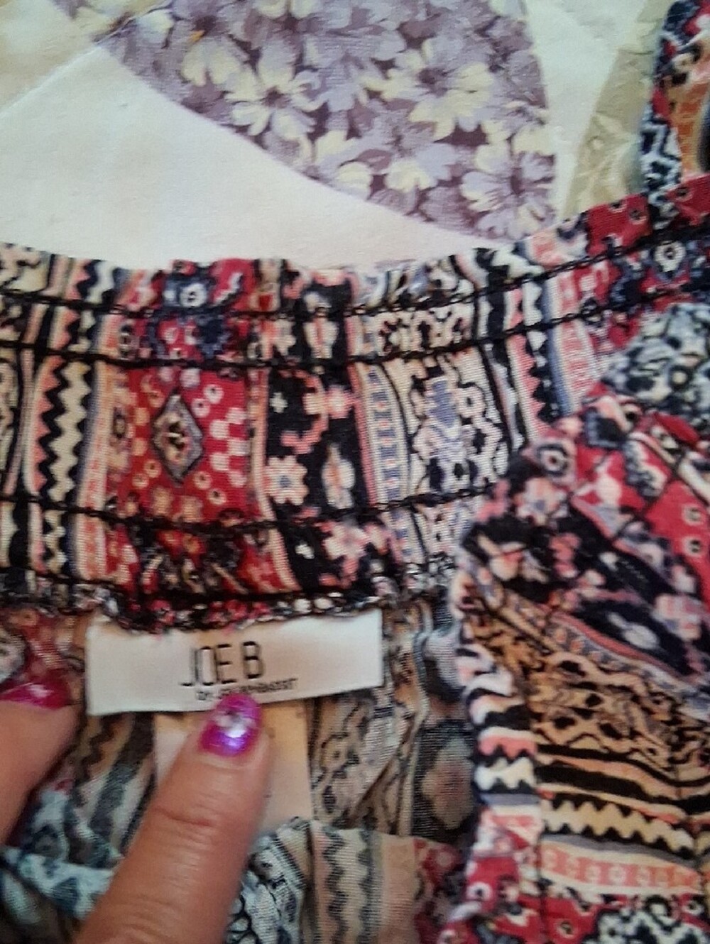Boho Printed Elastic Waist Pants Sz S - Picture 5 of 10